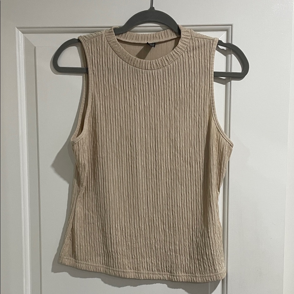 Brand new! Sleeveless Ribbed Beige Top